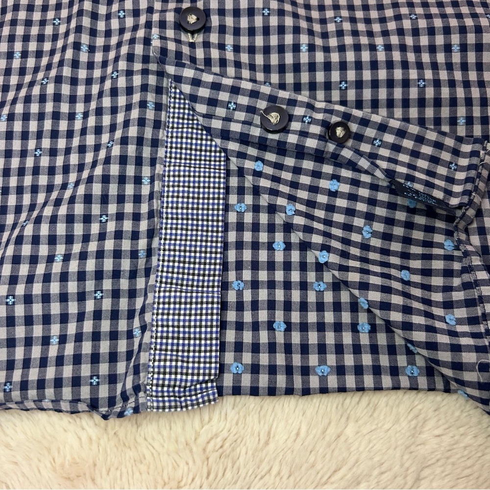 BLU by Polifroni Button Down Dress Shirt Blue Check Size XL - Picture 5 of 8